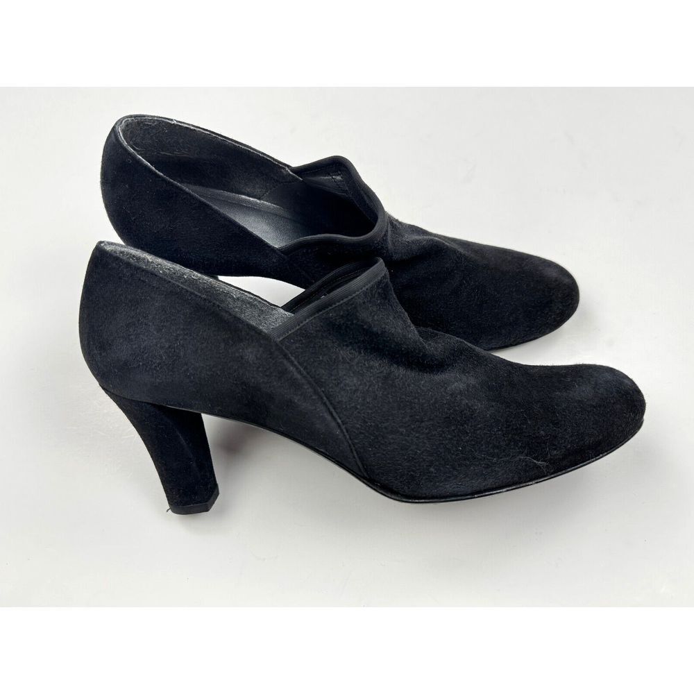 Stuart Weitzman Suede Low Top Bootie Women 10? Round Toe Pumps Comfort Black
